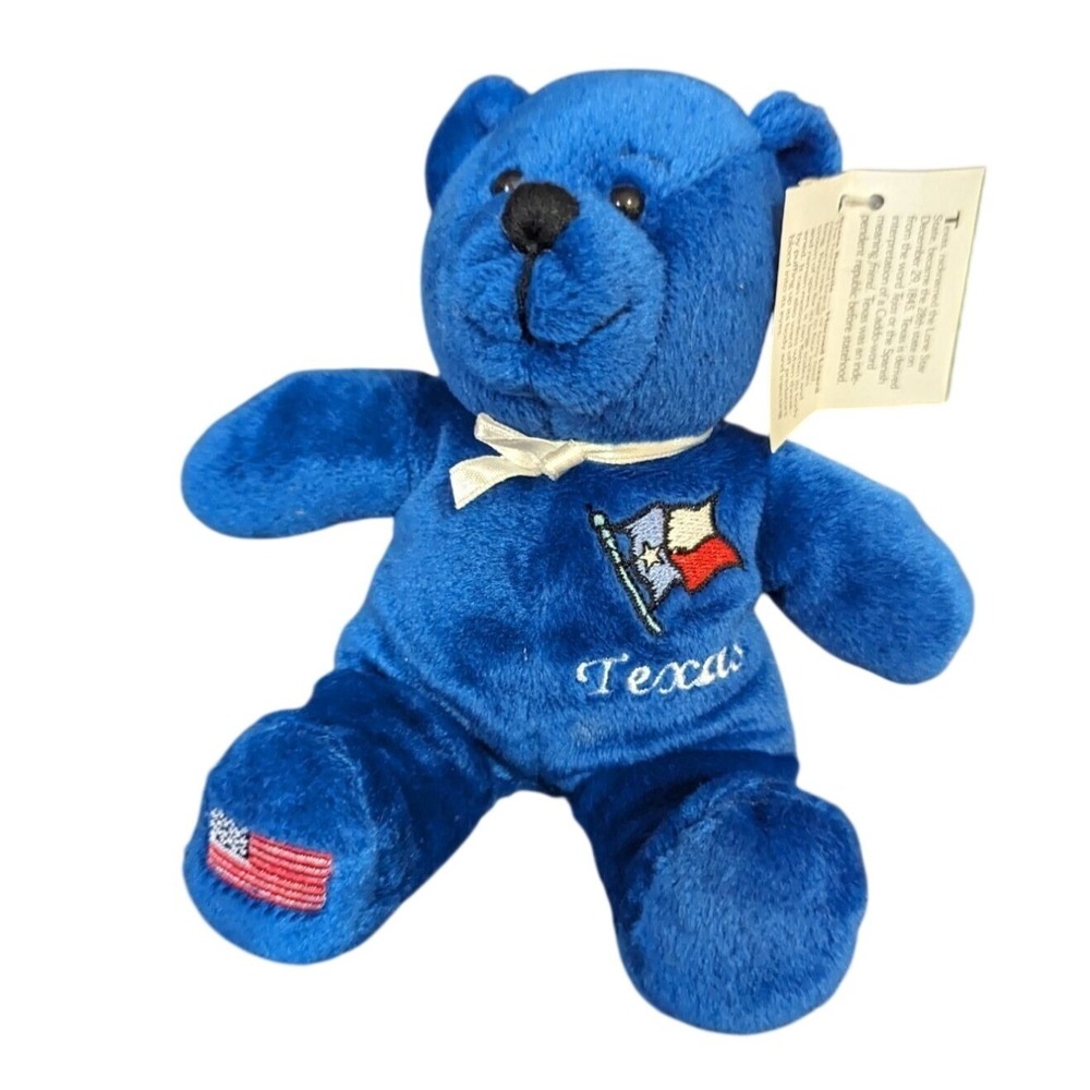 Symbolz Texas Lone Star State Royal Blue Plush Stuffed Animal Bear 8 inch 2002